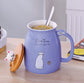 Cartoon Ceramics Cat Mug With Lid and Spoon