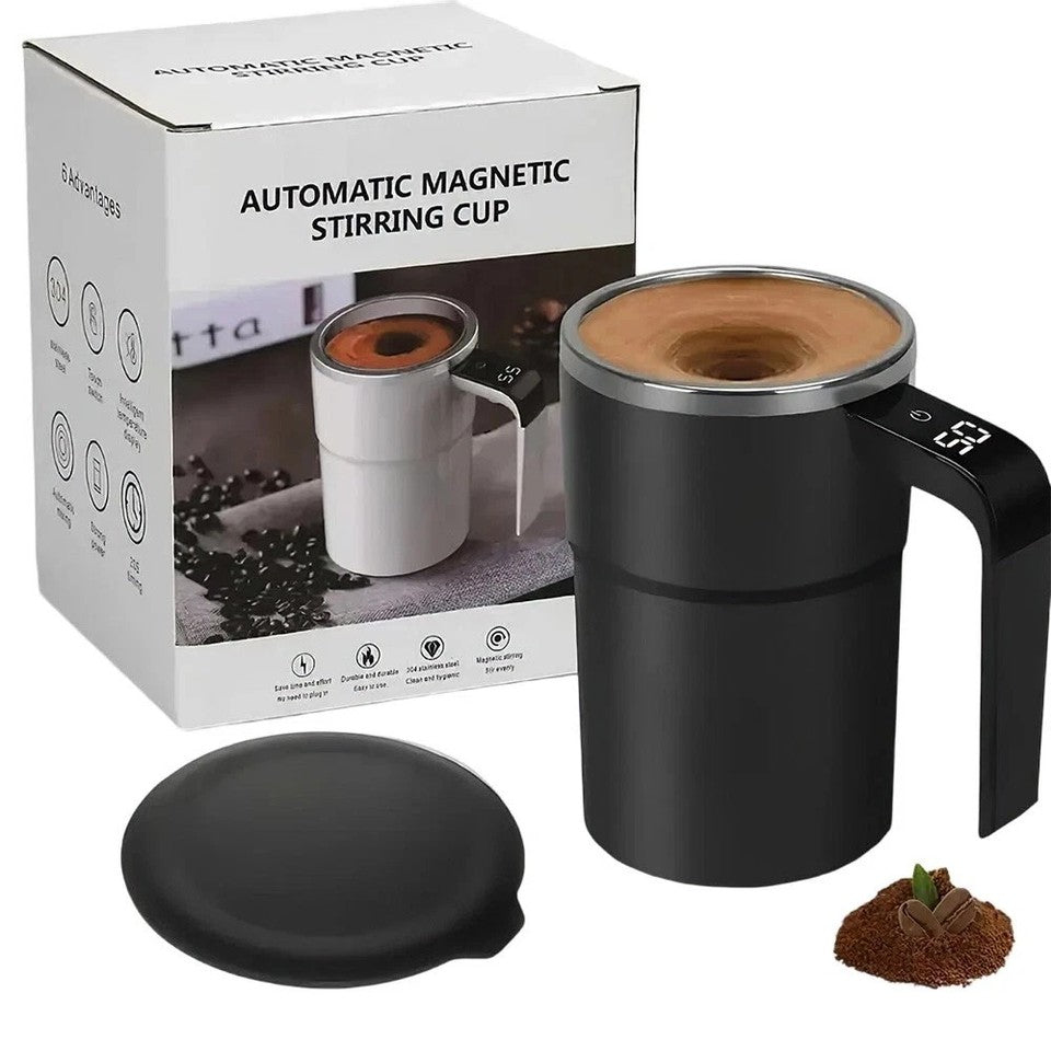Digital Self Stirring Coffee Mug. Magnetic. Rechargeable. Black