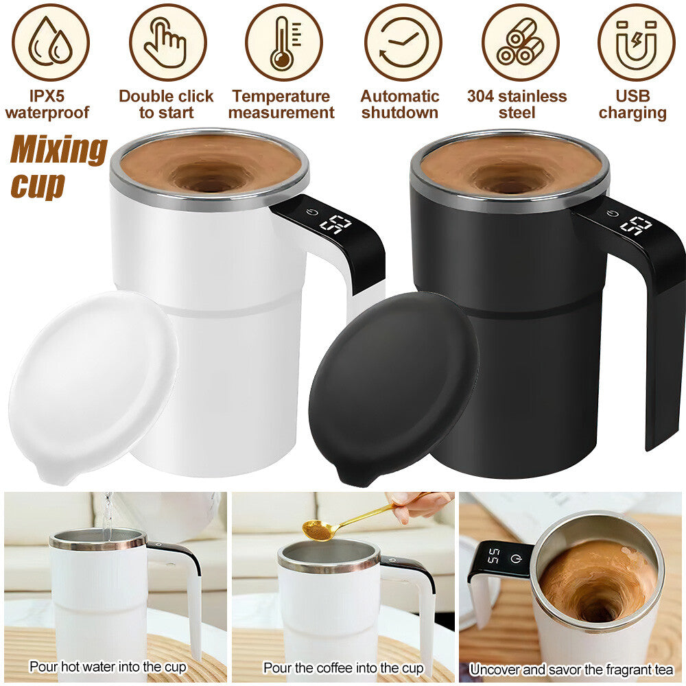 Digital Self Stirring Coffee Mug. Magnetic. Rechargeable. Black
